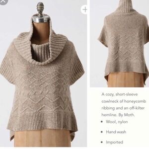 🌻3 for $25 SALE- Anthropologie Moth Sweet Cables Cowl Wool Asymmetrical Sweater